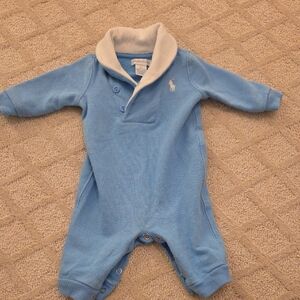 Ralph Lauren Blue Footie with Cream Collar